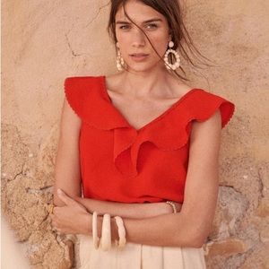 sézane gold blouse in red